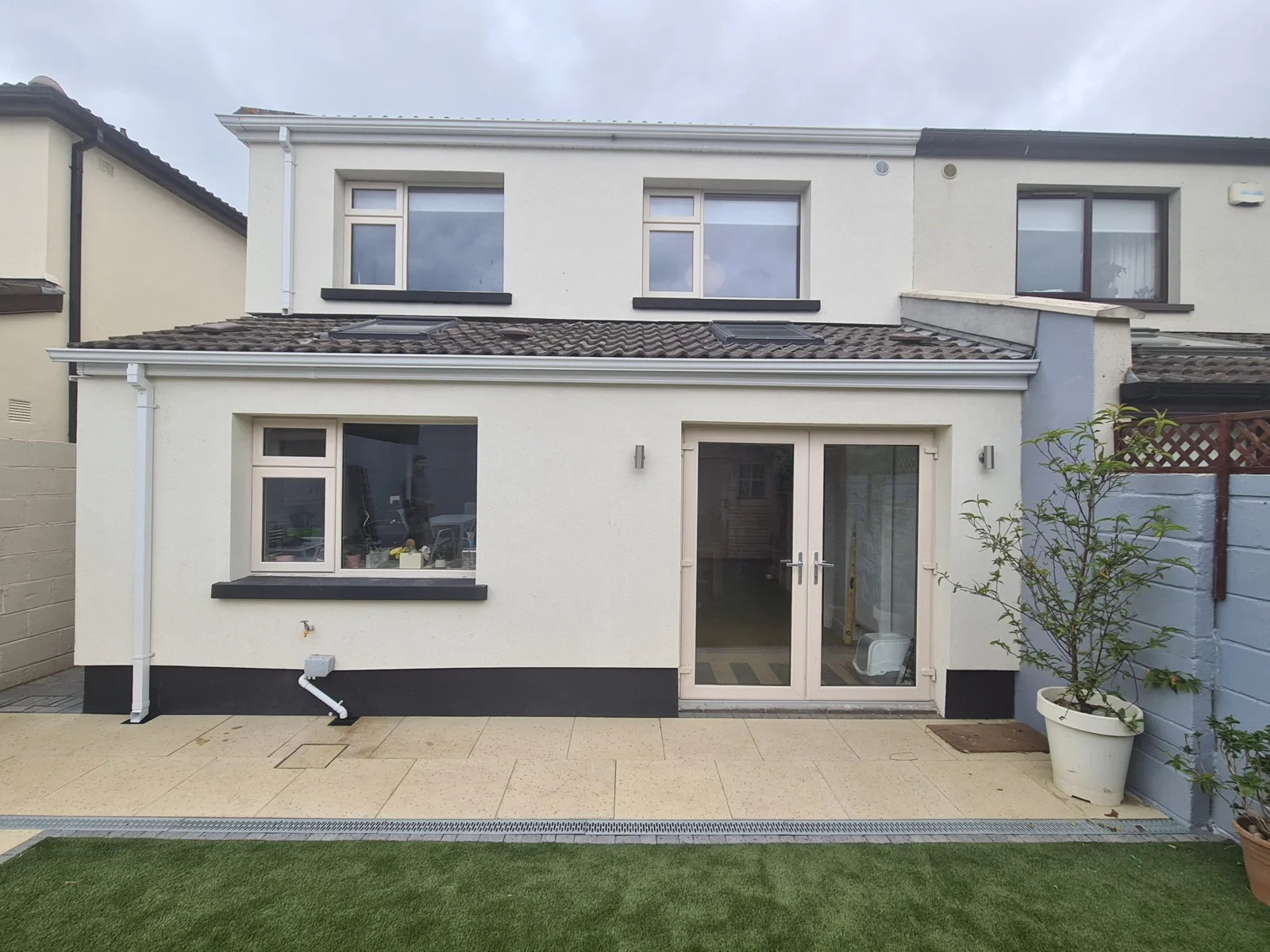 Rear extension and garden terrace at the Malahide home